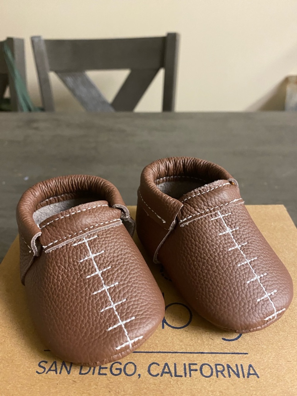 Bird Rock Baby Touchdown Brown Leather-Style Moccasin Shoes